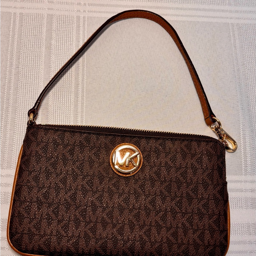 Michael Kors Dark Brown Monogram Wristlet